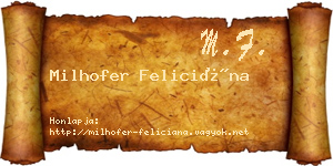 Milhofer Feliciána névjegykártya